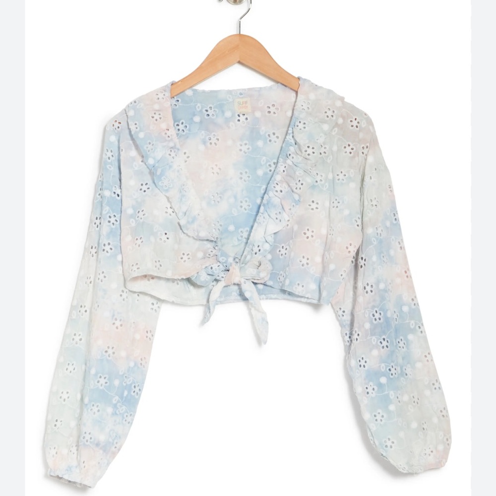 SURF GYPSY Tie Dye Eyelet Crop Top